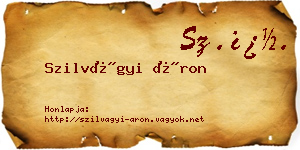Szilvágyi Áron névjegykártya